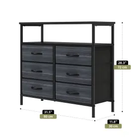 Beyshkwm4y Qurious Corner 6 Drawers Dresser With Shelf Fabric Gray Organizer Bedroom Cabinet Furniture #2