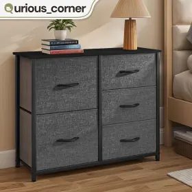 Beyshlb6vy Qurious Corner Dresser 5 Drawers Bedroom Gray Fabric Shelf Storage Chest Closet Organizer Unit