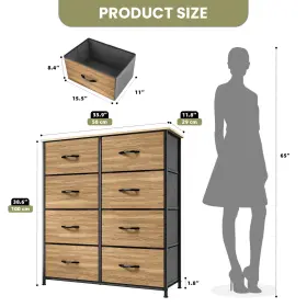 Beyshmbiy6 Qurious Corner 8 Drawers Dresser Rustic Brown Fabric Tower Storage Bedside Organizer Furniture #2
