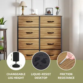 Beyshmbiy6 Qurious Corner 8 Drawers Dresser Rustic Brown Fabric Tower Storage Bedside Organizer Furniture #3
