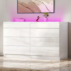 Beyshmy7dj Qurious Corner Led Chest Of 8 Drawers Dresser White Vanity Cabinet With Ample Storage For Bedroom #2