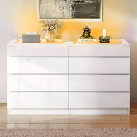 Beyshmy7dj Qurious Corner Led Chest Of 8 Drawers Dresser White Vanity Cabinet With Ample Storage For Bedroom