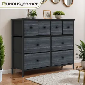 Beyshoipp4 Qurious Corner Chest Of Cabinet 8 Drawer Fabric Dresser Gray Tower Organizer Bedroom Wooden Top