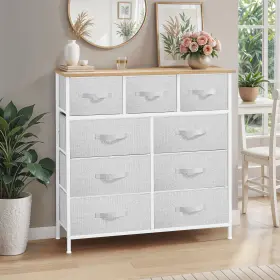 Beyshrap3a Qurious Corner Chest Of 9 Drawers Dresser Modern Fabric Bedroom Organizer Storage Cabinet Unit
