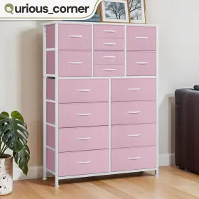 Beysht3gmp Qurious Corner 16 Pink Drawers Dresser Tower Fabric Bedroom Closet Cabinet Storage Organizer