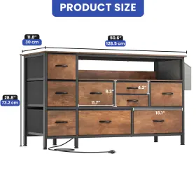 Beyshuj3yp Qurious Corner Chest 9 Drawers Brown Dresser Bedroom Storage Organizer Closet Usb Ports Cabinet #2