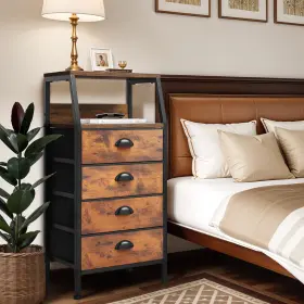 Beyshy0fc3 Qurious Corner Chest Of Dresser 4 Drawers Rustic Brown Storage Organizer And Shelf Bedroom Closet