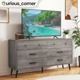 Beyshyc7q9 Qurious Corner 6 Drawers Elevated Chest Of Drawer Dresser Ample Storage Gray Cabinet Bedroom