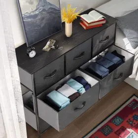 Beyshzx9b5 Qurious Corner 7 Drawer Fabric Dresser Gray Bedroom Storage Organizer Closet Waterproof Cabinet