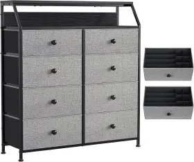 Reahome 445036317310 8 Drawer Steel Frame Wood Top Storage Organizer Dresser For Closet Livi
