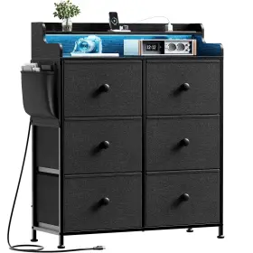 Hd036yb-slxbc Reahome Dresser For Bedroom With Charging Station And Led Lights 6 Drawers T Hd036yb-slxbc Reahome Dresser For Bedroom With Charging Station And Led Lights 6 Drawers T