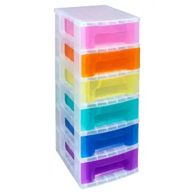 St6x3.5l-u-b Really Useful Box 3.5 Litre Storage Tower Transparent Rainbow Drawer Used