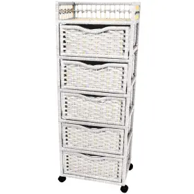 Jh09-069-5-wht Red Lantern 46 Inch Natural Fiber Chest Wheels-white Unit 5 Drawer Damaded Packaging