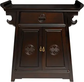 St-pj110 Red Lantern Ming Altar Cabinet - Rosewood Dark
