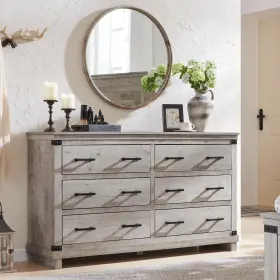 Tfhc6dsc-lro Redlemon Farmhouse 6 Drawers Dresser For Bedroom Large Chest Of With Thick Pl