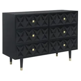 Rf-5018-2019692 Riverbay Furniture Six Drawer Wood Geo Texture Dresser In Black