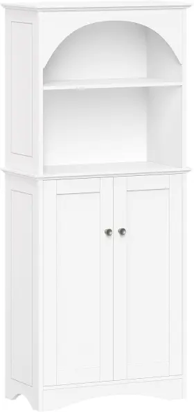 Riverridge 16-050 Kitchen Cabinet Arched Open Shelves And Double Doors White Buffet