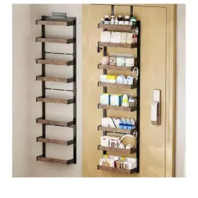 1005990659 Ronshin Black Over The Door Pantry Organizer 8-tier Adjustable Over-door Storage