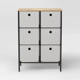 92038456 Room Essentials Fabric Bin Tall Vertical Dresser Black -