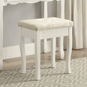 3413wh Roundhill Sanlo Wooden Vanity Make Up Table And Stool Set White #3