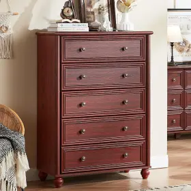 Rwyhg 445022573508 Farmhouse 5 Drawers Dresser For Bedroom Wood 45 Inch Tall Dressers Chest Of