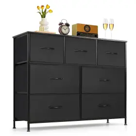 Sagenest Sg-wi-drs-7bk 7drawer Dresser For Bedroom Antitip Wide Storage Organizer Fabric Chest Of D