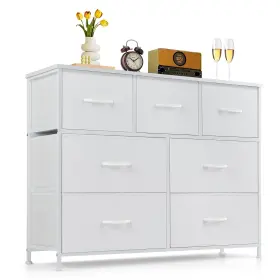 Sagenest Sg-wi-drs-7wt 7drawer Dresser For Bedroom Antitip Wide Storage Organizer Fabric Chest Of D