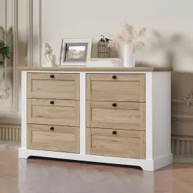 Ehusat6drwmd Sdn Bhd Autumn 6 Drawers Dresser With Pre-assembled Interlock And Metal Roller Slide 47.2