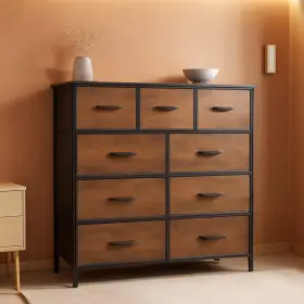 Shipitfurniture 726084801622 Foldable Nine Drawer Fabric Dresser With Metal Frame