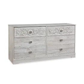Eb1811-231 Signature Design By Ashley Paxberry Bohemian 6 Drawer Dresser With Carved Medallion Pattern White