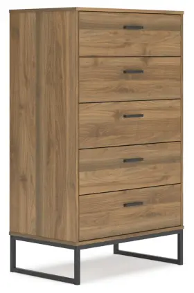 Eb1866-245 Signature Design By Ashley Deanlow Mid-century Modern 5 Drawer Wide Chest Wit