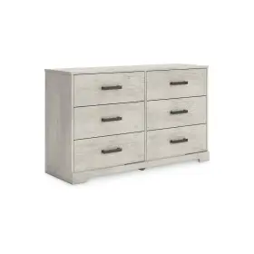 Eb4123-231 Signature Design By Ashley Shawburn Vintage 6 Drawer Dresser With Safety Stop Light Gray