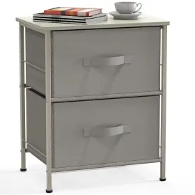 Simple Houseware 840323200639 Night Stands Dresser For Bedroom 2-tier Organizer Drawer Storage Tower Grey