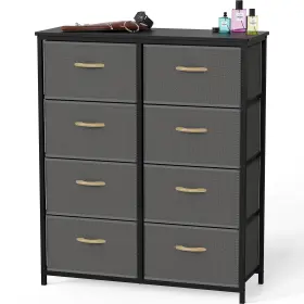 Bo-43h-d Simple Houseware 8 Drawer Wide Dresser Tall Storage Tower Dark Grey