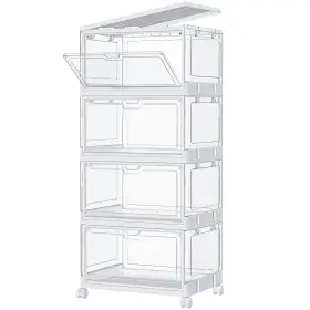 4-tiers Snslxh Clear Storage Bins With Lids And Wheels Stackable Plastic Craft Containers La