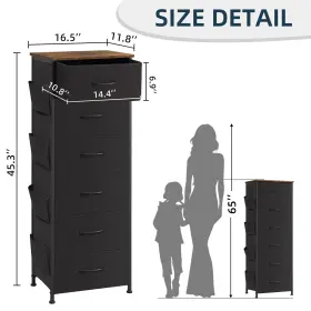 Somdot 730635564577 Tall Dresser For Bedroom With Side Pockets 6 Drawer Storage Organizer Chest #3