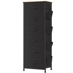 Somdot 730635564577 Tall Dresser For Bedroom With Side Pockets 6 Drawer Storage Organizer Chest