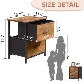 Somdot 786661320021 Nightstand Set Of 2 Small Dresser For Bedroom With Drawers Bedside Table #3