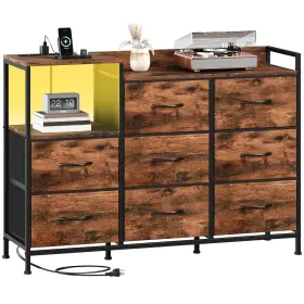 Fd133 Somdot Dresser With Charging Station And Open Shelves For Bedroom 8 Dra