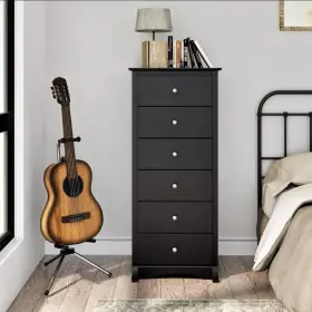 Sonoma 772398520520 Prepac Tall 6 Drawer Chest 53 Inch Black Bedroom Furniture Storage #3