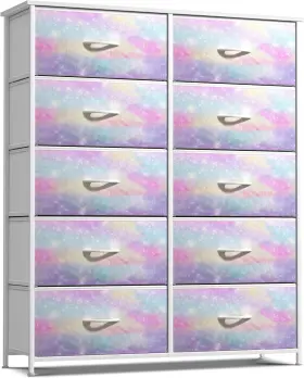 Sorbus 192405377075 Kids Dresser With 10 Drawers- Storage Chest Organizer Unit Nightstand - Steel Fr