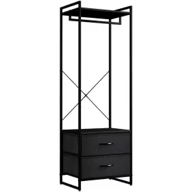 Sorbus 313052018061 Black Steel Clothes Rack With Fabric Drawers And Wood Top 15.25 Inch W X 70 H