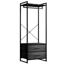 Sorbus 313109430495 Black Steel Clothes Rack With Fabric Drawers And Wood Top 15.25 Inch W X 70 H