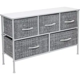 Drw-cu5-grywh Sorbus 5-drawer Marble White Dresser Frame Wood Top Easy Pull Fabric Bins