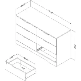 11291 South Shore Dresser 31.25 Inch H X 51.25 W Particle Board 6-drawer In Black Oak #2