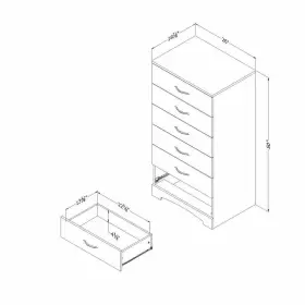 3107066 South Shore Chest Of Drawers Step One 6-drawer Pure Black Compact Metal Handles #3