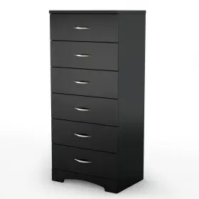 3107066 South Shore Chest Of Drawers Step One 6-drawer Pure Black Compact Metal Handles