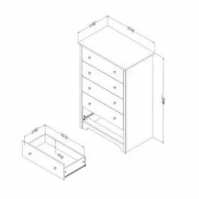 9021035 South Shore Chest Of Drawers 31.25 Inch 5-large Drawer Particle Board Soft Gray #3