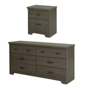 11270 South Shore Furniture Versa 6-drawer Double Dresser And 2-drawer Nightstand Gray Maple