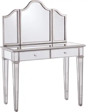 Southern Enterprises 313016384317 Kalla Mirrored Vanity Set With Storage 2pc Silver